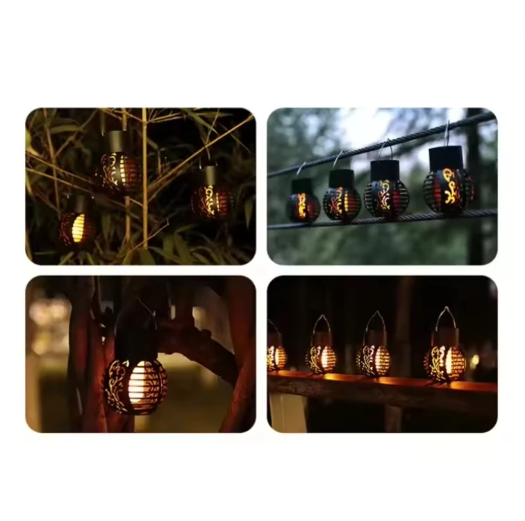 Solar Simulation Flame Lamp for Outdoor Garden Decor Waterproof Balcony Terrace Pendant Garden Light