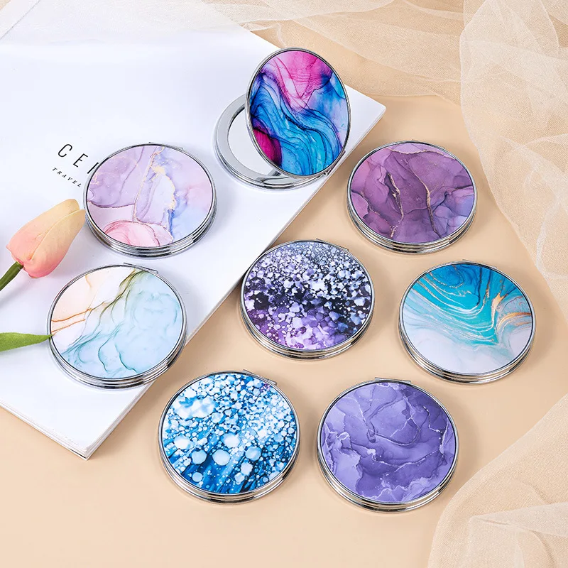 Custom Double Side Travel Cosmetic Hand Mirror Cute Folding Pocket Compact Mini Mirror For Makeup