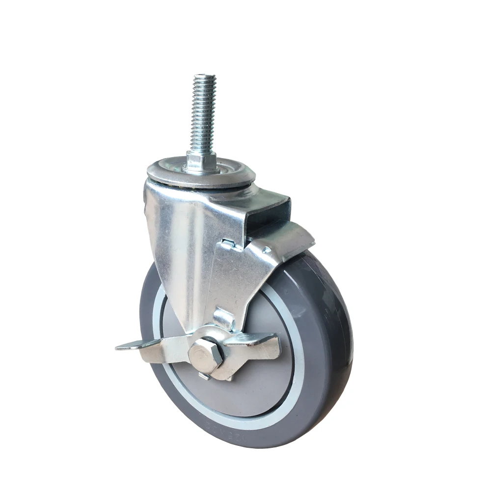 
5in Stem Swivel PU caster with side brake 
