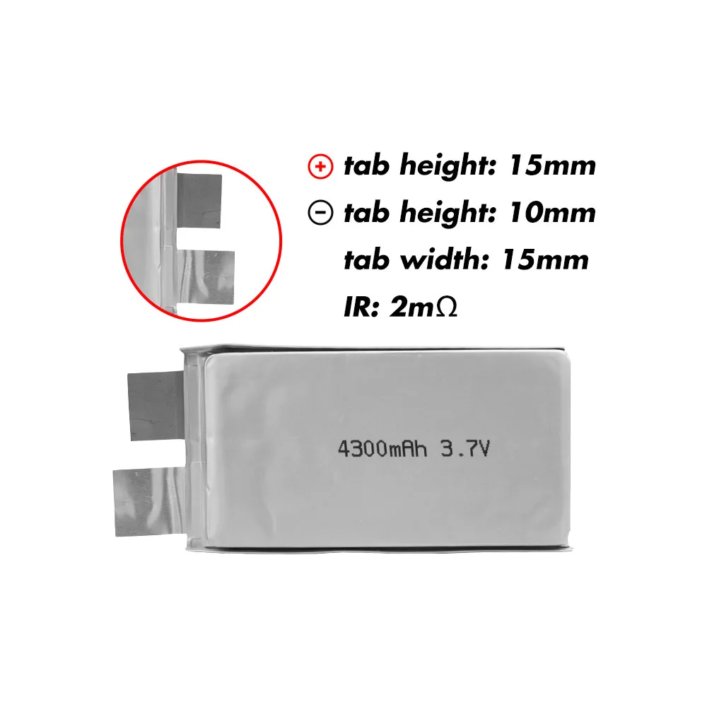 Factory OEM/ODM 4300mAh 3.7V Lithium Polymer  Lipo Battery Cell