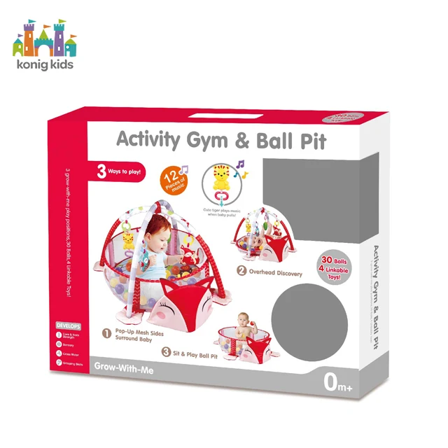 Konig Kids 3 in 1 Fox  Playing Mat Activity Baby Gym With 30pcs Ball Pit Skill Development Toys Baby Mat Baby Play Mat
