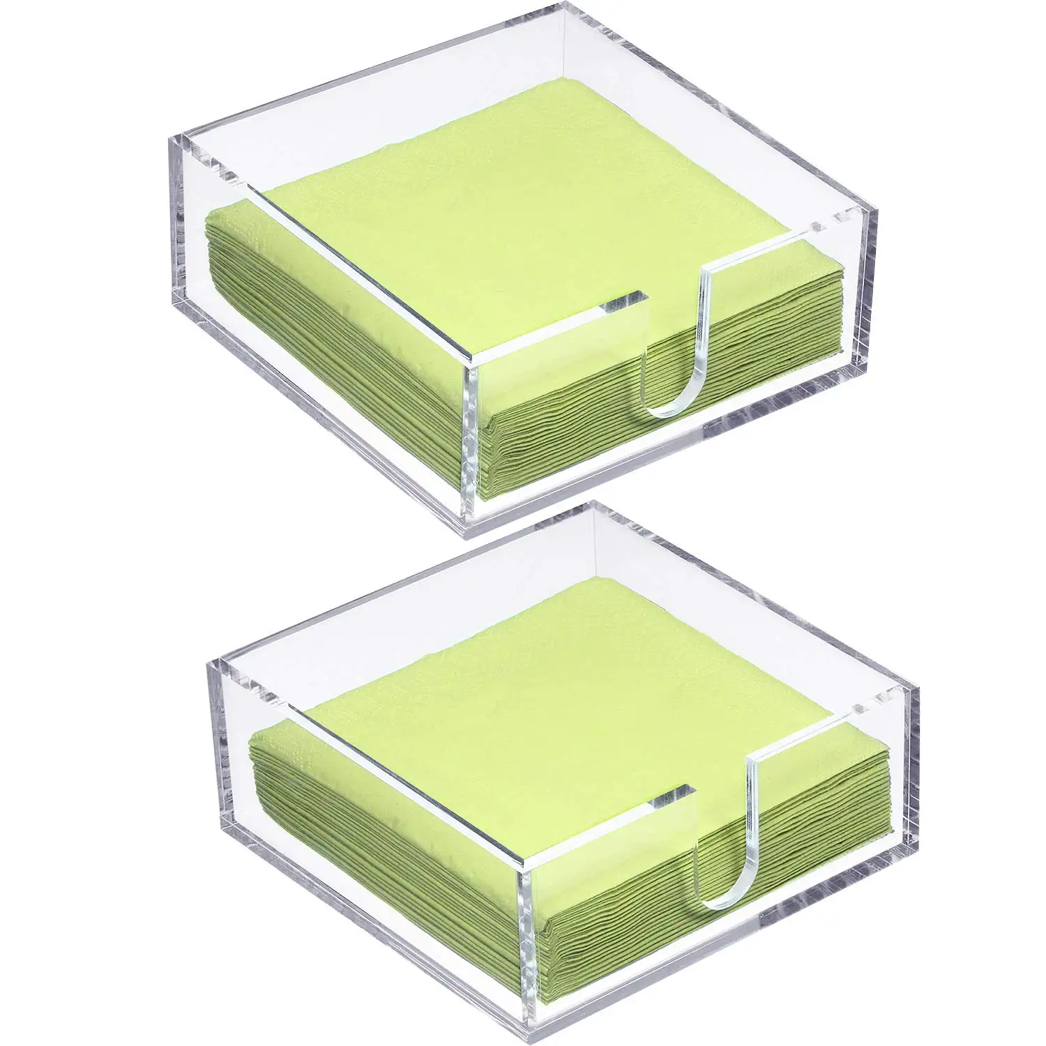 Acrylic Cocktail Napkin Holder for Table, Clear Beverage Napkin Holder Square Rectangle for Dinner, Kitchen, Bathroom