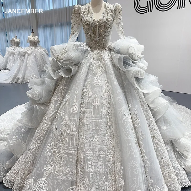 Роскошное свадебное платье кружевное бальное Vestido De Noiva с придворным шлейфом Mn275