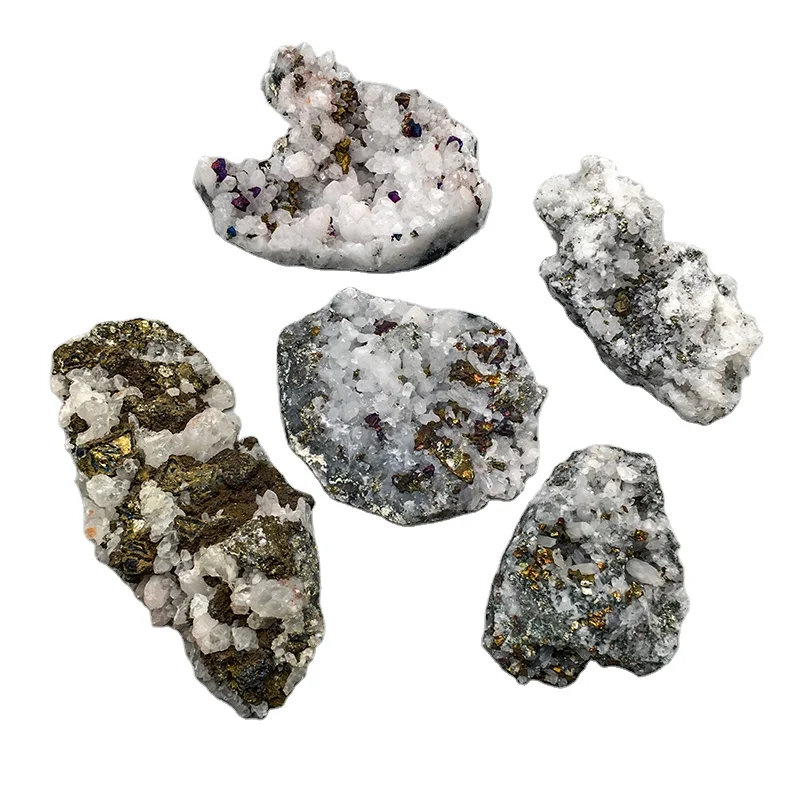 Beautiful Natural Rock Chalcopyrite Crystal Cluster Rough Pyrite Mineral Specimen crystal colourful copper for decoration