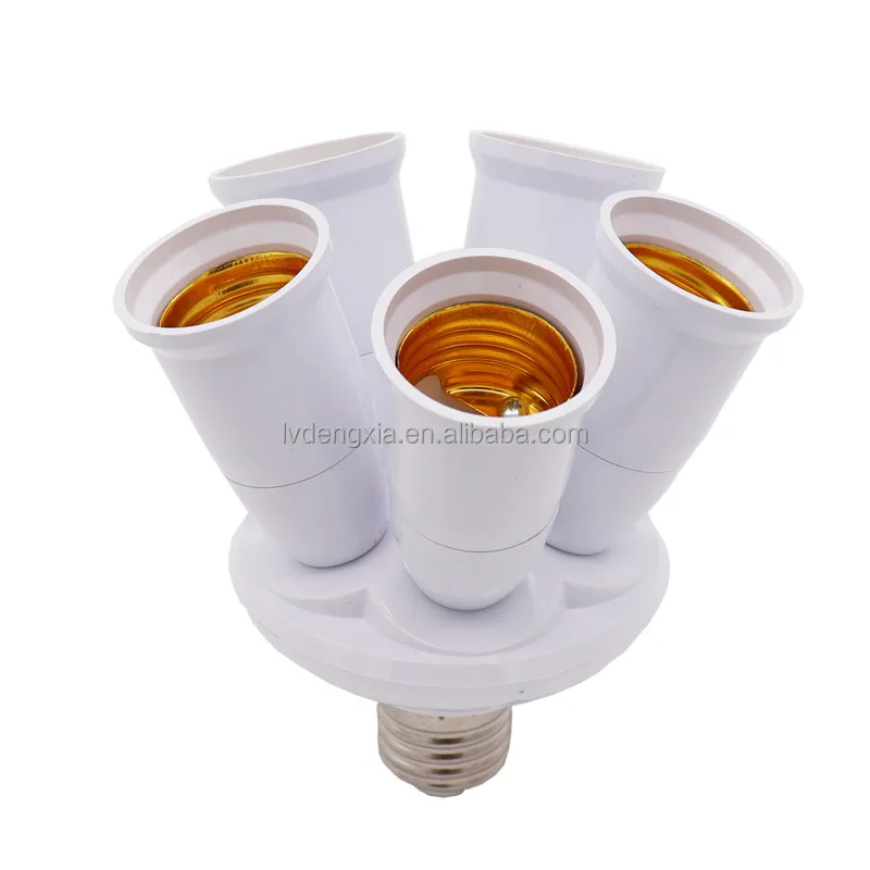 White E27 to 4 E27 Lampholder 1 to 4 Light Converter Socket Photo Studio 4E27 LED Bulb Lamp Bases 100V 230V PBT