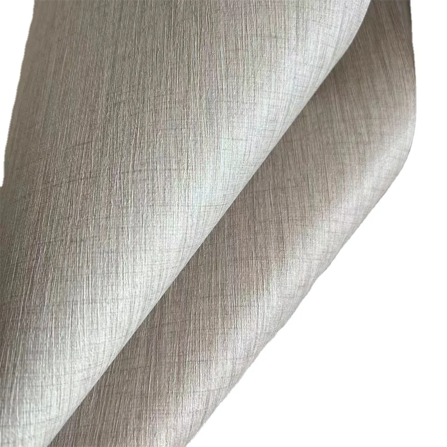 Custom Modern Plain Textured Gold Roll Bedroom Wall Paper PVC Vinyl Fire Resistant Linen Wallpaper Wall Covering