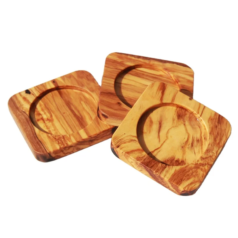 1pc Natural Olive Wood Cup Mat Tea Coffee Mug Drinks Holder Table Mat Small Wooden Coasters For Drinks Wine Glass Coaster