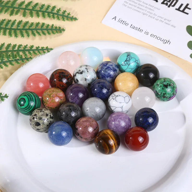16mm Perforated Polishing Ball Box with Natural Crystal Amethyst Gemstone Carved with Engraving Technique Love Theme DIY Set