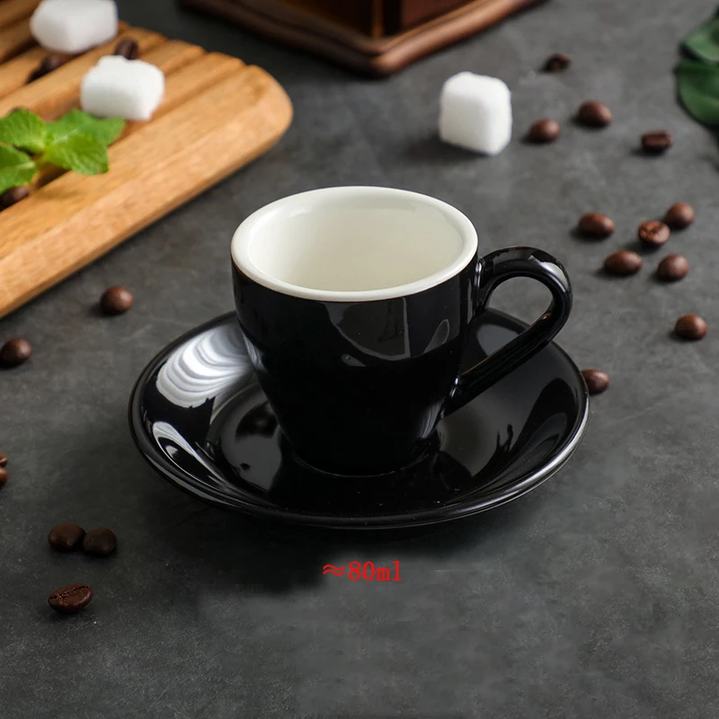 Custom logo ceramic 80cc espresso coffee cup and saucer white porcelain tea cup dish with your design