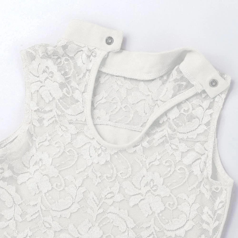 Комбидресс для девочек без рукавов с кружевной спинкой и высоким воротником гимнастические трико балетные танцевальные костюмы детей