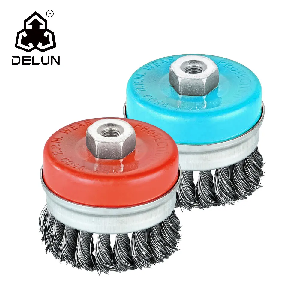 DELUN 36 Years Factory China Manufactures Professional Competitive Good Price 5 Inch 125 mm Best Quality Twisted Wire Cup Brush