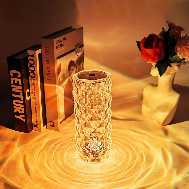 Cool Reflexed Roses Crystal Dia Mond Lamps and Home Decorations Bedroom Lights Touching Control Rose MAGIC Cristal Rgb t