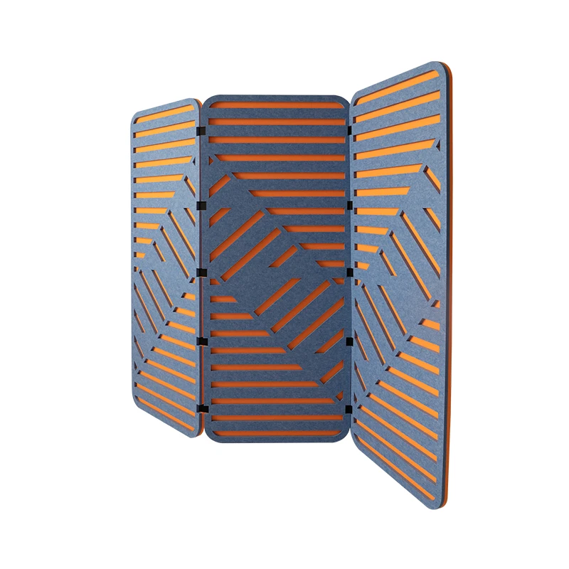 Good Quality Material Polyester Acoustic Panel New Style Office Partition Double Carved Screen Connected By Elastic Bands