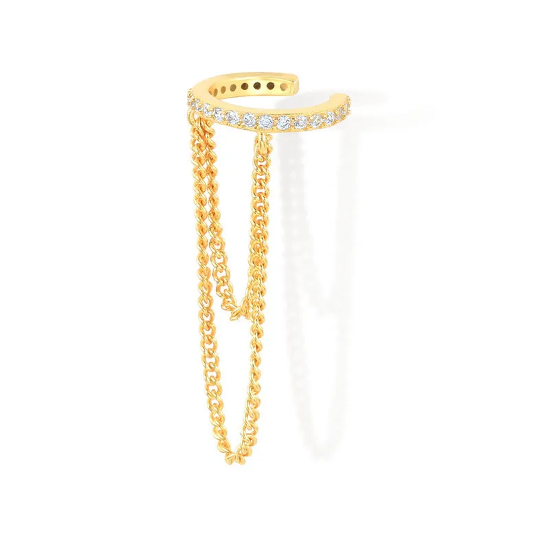 JCA Simple 925 Sterling Silver Tiny Line Cz Minimalist Vintage Fashion Fine Jewelry Gold Plated Cuff Clip Earring Women