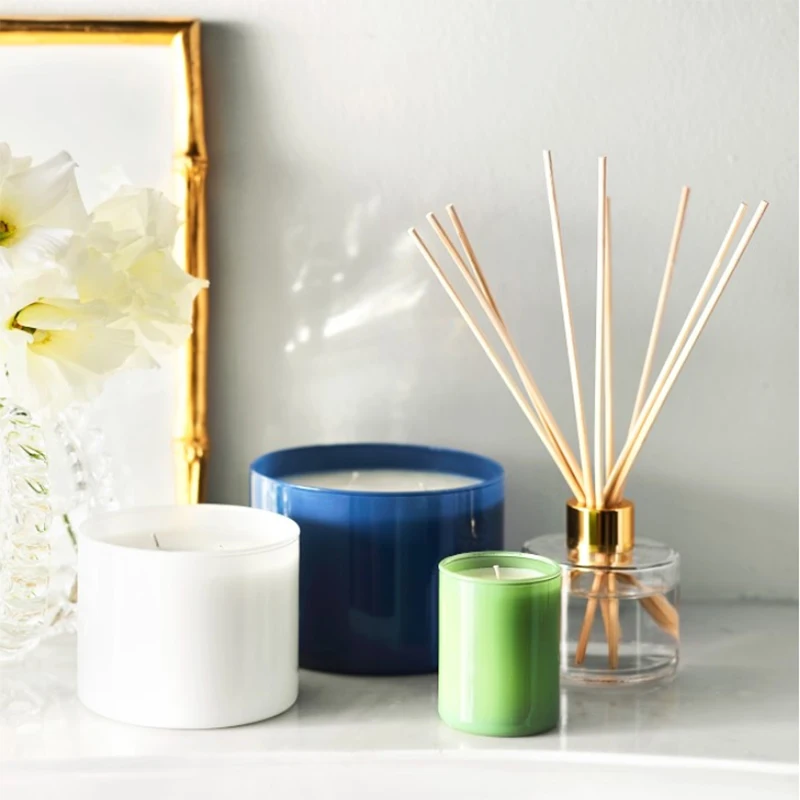 Scented candles gift set natural soy,Custom-made luxury two-core beeswax soy candles in stained glass jars