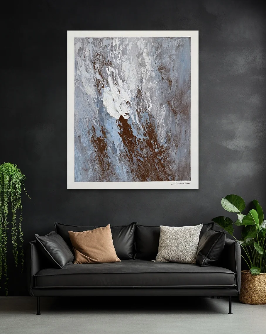 Modern Simple Original Uncurbed Articles Brown White Sky Blue Hand-painted Texture Thick Oil Abstract Canvas For Hotel Projects
