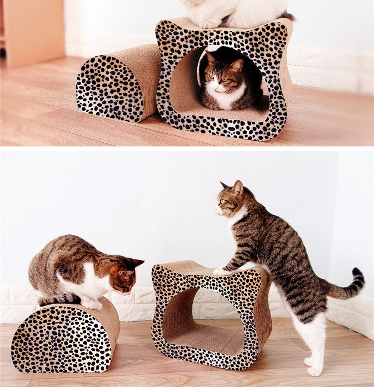 Wholesale Cardboard Cat Scratching Toys  2-in-1 Cat Head Shape Corrugated Cat Scratcher Scratch Board Product