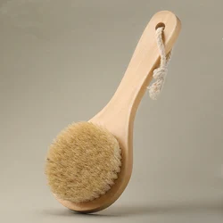 bath round short handle cleaning brush  	 wood handle bath brush wooden shower body bath brush