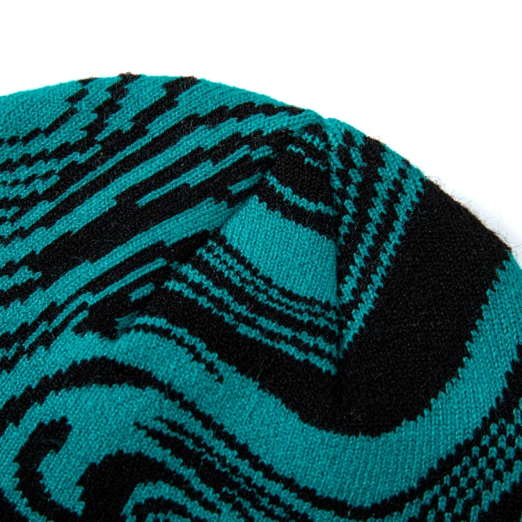 Winter Knitted Hat Logo Jacquard Beanie Unisex Y2K Beanie With Rubber Patch