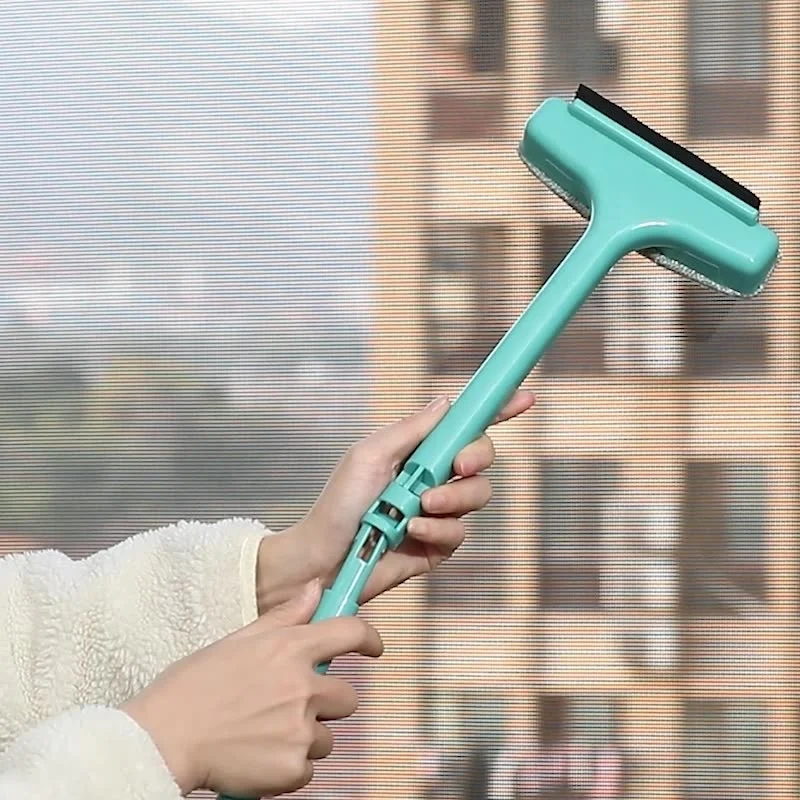 Clean the glass household double-sided wipe high-rise wiper window scrubbing brush glass wiper cleaning tool telescopic rod