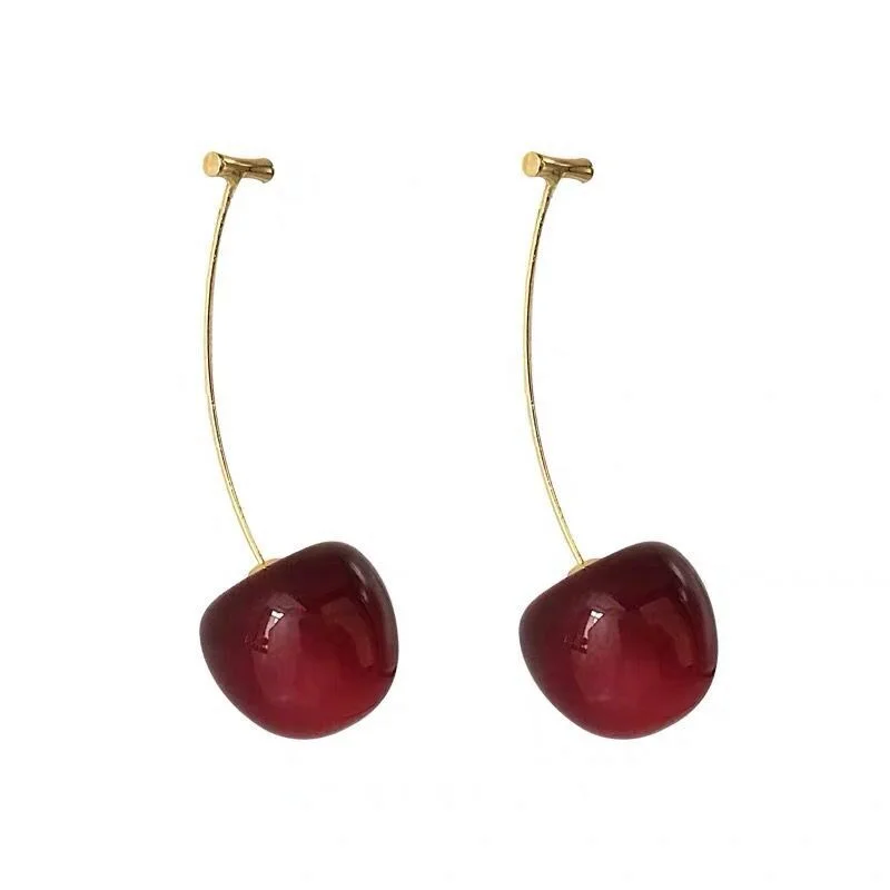 America Fashion Berry Cherry Design Earring Summer Style Earrings Cute Long Drop For Women Jewelry
