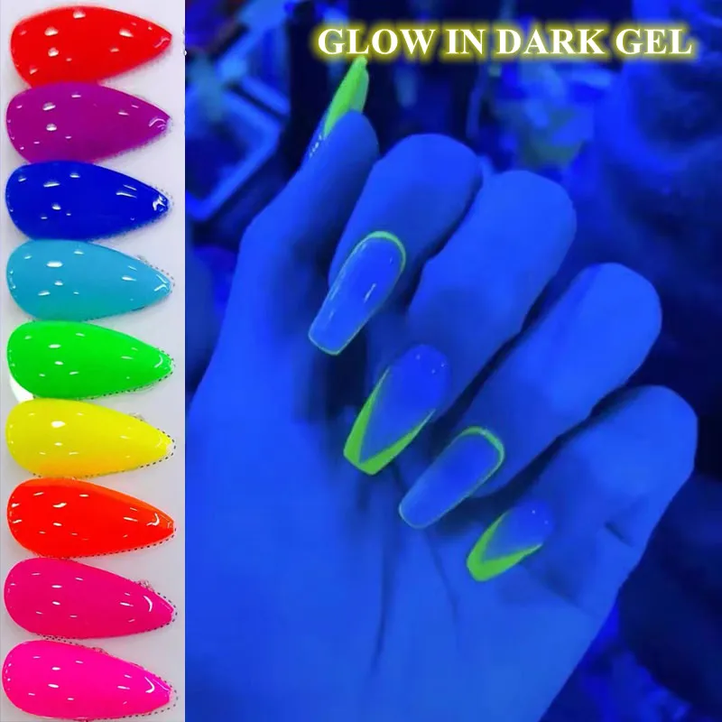 2022 amazing girls party product press on nails nail art suppliers glow in dark uv gel nail polish