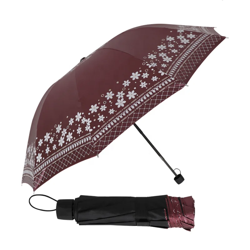 Happy Swan three fold 21 inches 10 ribs manual open UV protect cheap wholesale inside out reverse fold umbrella