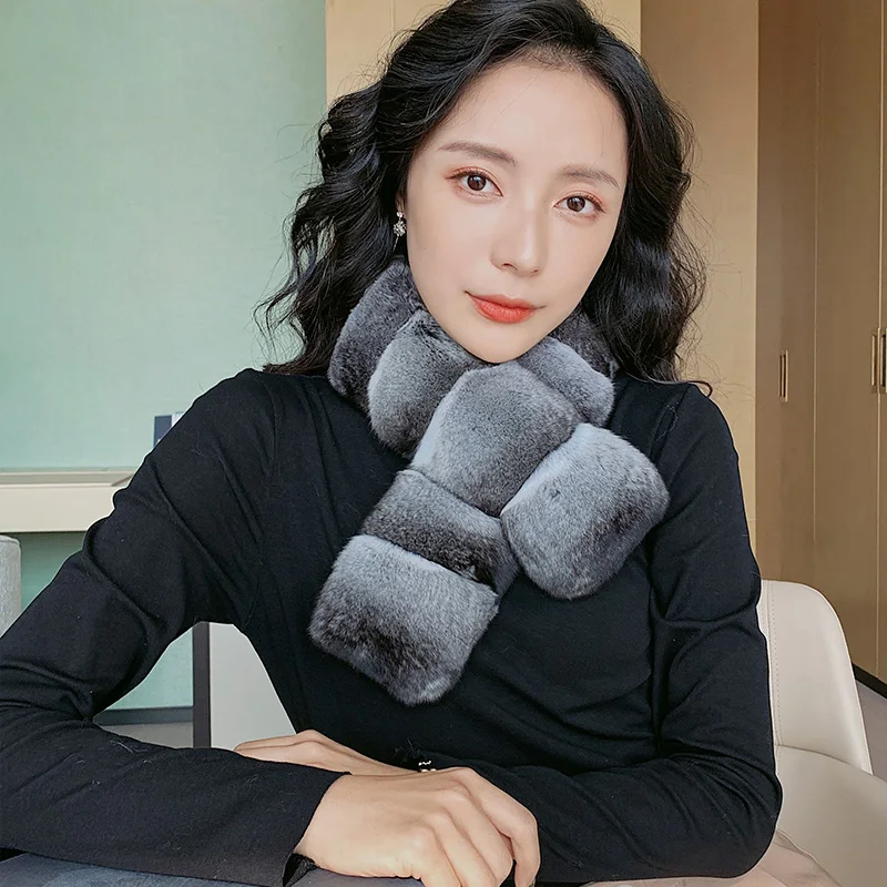 Женский меховой шарф из натуральной шиншиллы для холодной зимы Европейский роскошный Шиншиллы США и