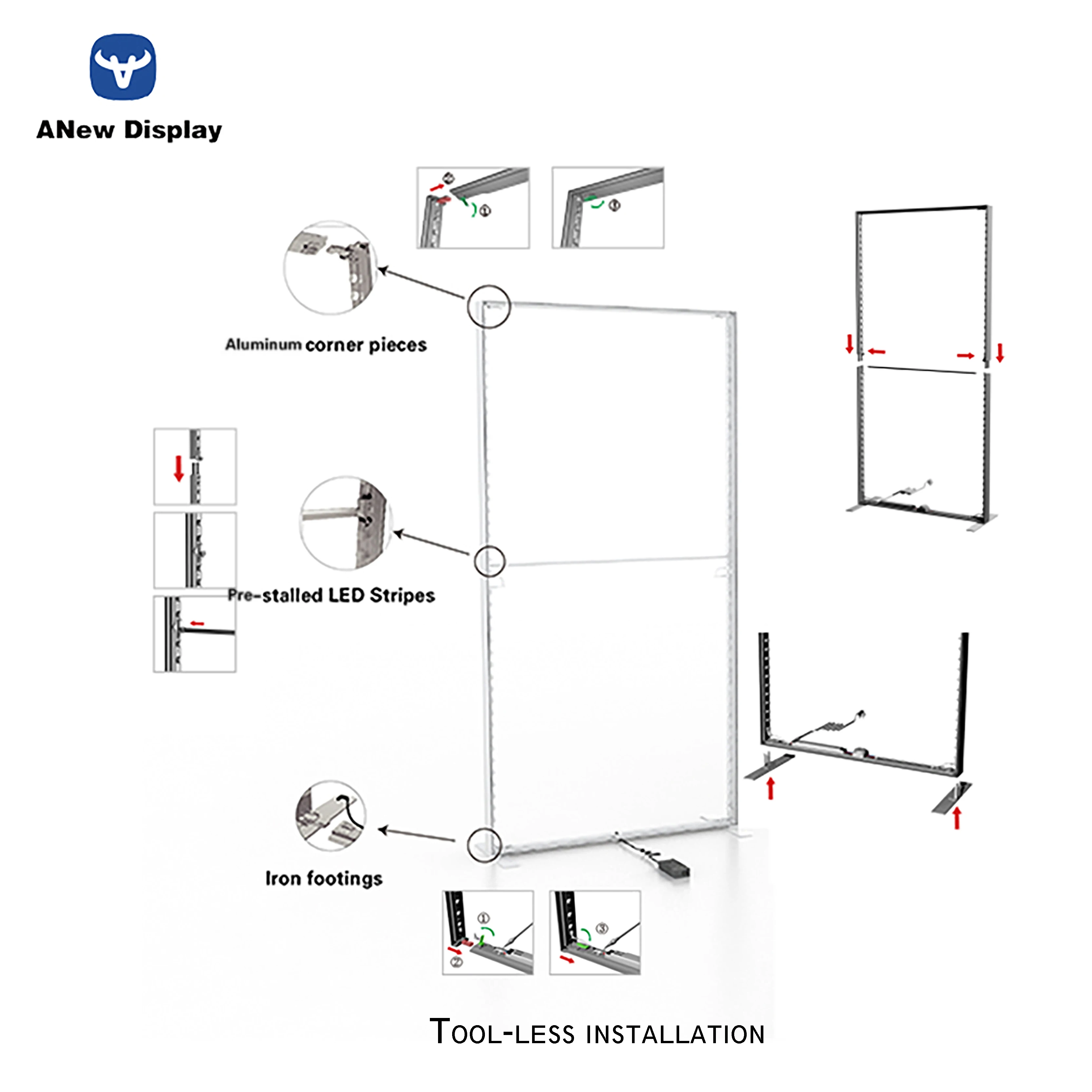 A-New Aluminum Exhibition Lightbox with Double Side Printing  Customizable Portable Factory Direct Easy to Assemble