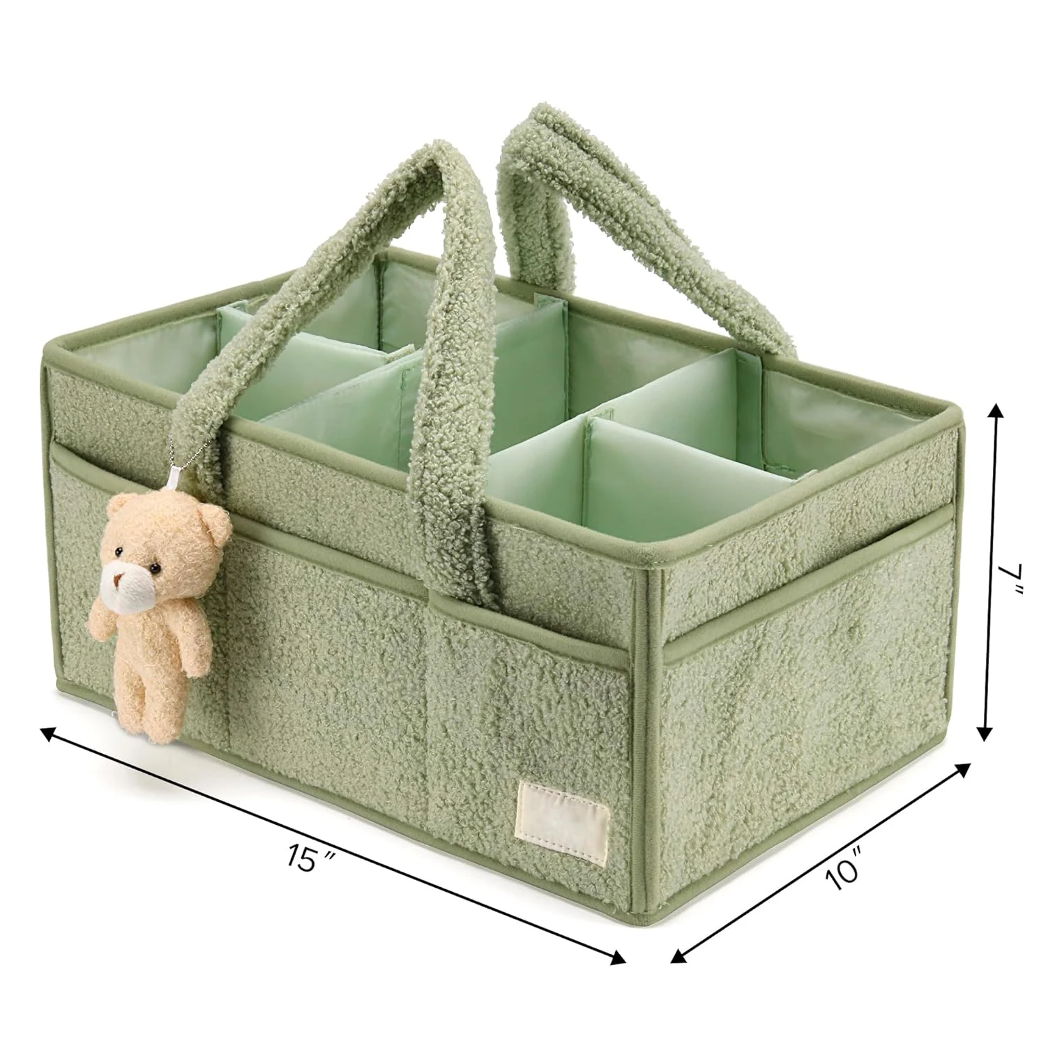 Portable Baby Nursery Diaper Caddy for Changing Table Teddy Car Organizer Storage Bin Basket for Wipes Newborn Essentials