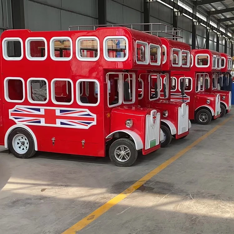 China New Luxury  Resort Scenic Shuttle Bus London Double Deker Signtseeing Electric Mini Tourist Bus for Sale