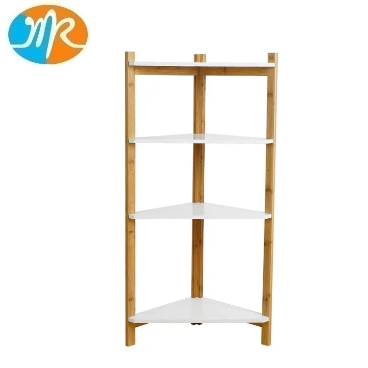 4 Tier Corner Shelf Bamboo Ladder Bookcase Book Wall Shelf Countertop Display Shelves Storage Rack Plant Stand
