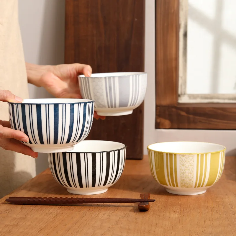 gift set colorful printed under glazed newly designed kitchen 4 pcs rice soup 5.5 inch serving ceramic bohemia bowls set