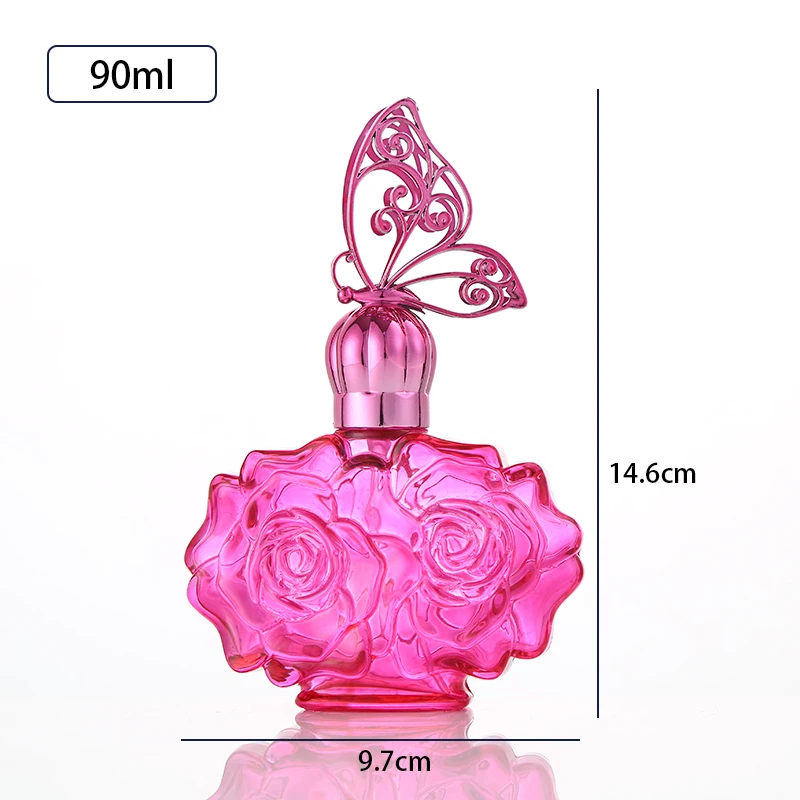 Pink Cosmetic Oil Glass Bottle 4 Oz Spray Bottles Butterfly Perfume Bottle