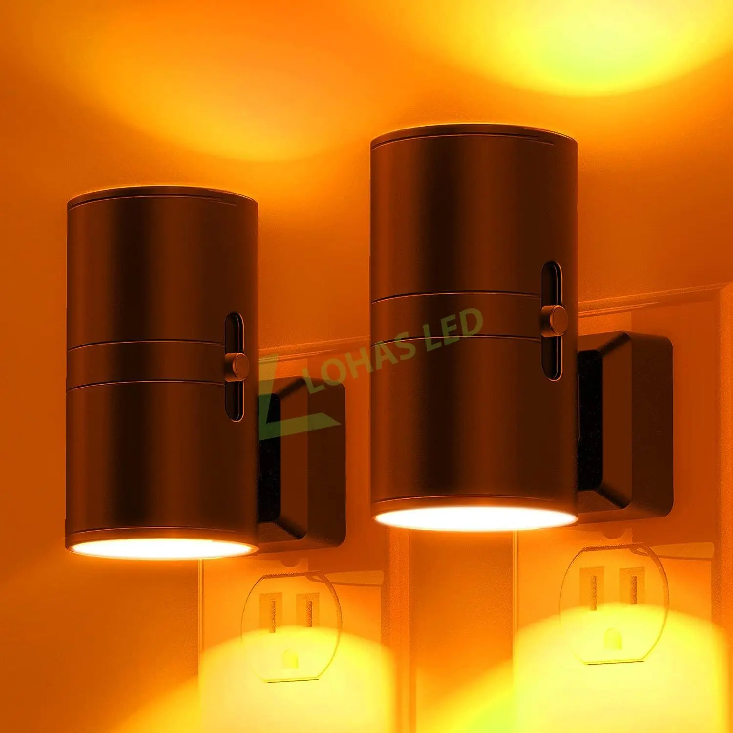 LOHAS Amber Light Bedside Night Sleep Lamp Lighting Dimmable Modern Wall Plug In Amber Night Lights For Bedroom