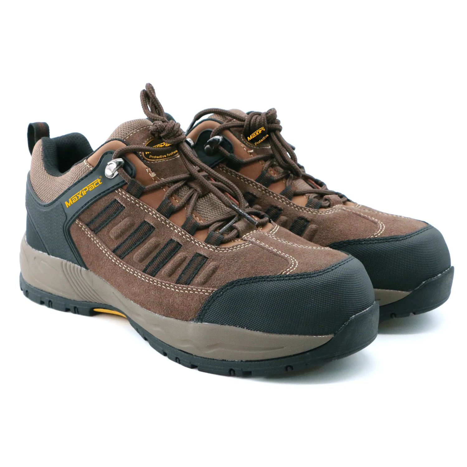 MaxiPact New comfortable Suede leather construction work shoes  Eva Rubber Outsole  steel toe safety shoes