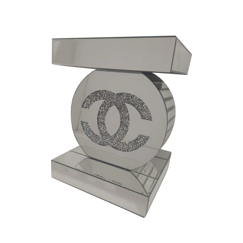 
YGJS0039 Modern Luxury Design Hotel Bent Glass Wall Crystal Diamond Mirrors Furniture Console Table Matching 