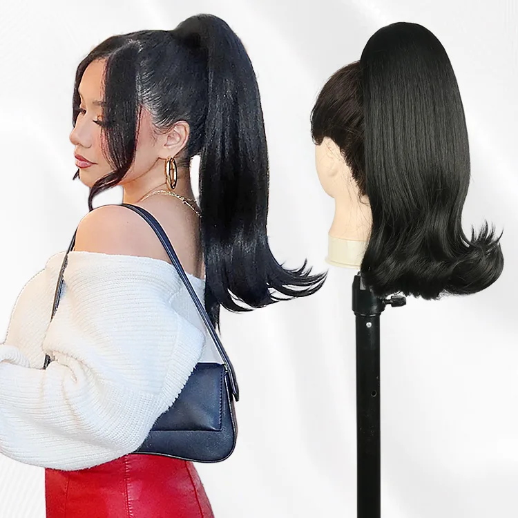 Julianna Wholesale High Temperature Fibre Heat Resistant Natural Curly Hairpiece Synthetic Extensions Hair Drawstring Ponytail