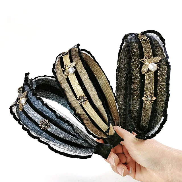 Diamond Headband Korean Temperament Small Fragrance Hairpin Bee Alloy Headband Ladies