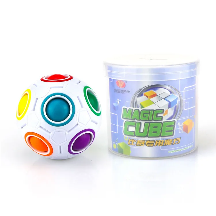 Educational Sensory Toy Magic Football Shape Rainbow Puzzle Cube Fidget Magic Bean Rotating Cube For Kids Adult Autism