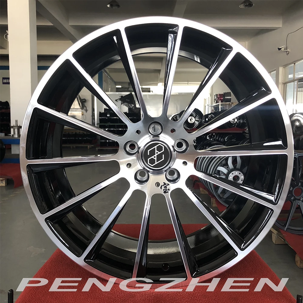 PENGZHEN gloss black with machined face mono block 5x112 18 19 20 inch wheels rims for mercedes benz