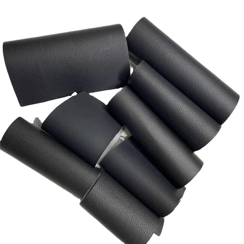 cheap black pvc synthetic leather for car seat upholstery 0.3mm 0.4mm 0.5mm mesh fabric backing