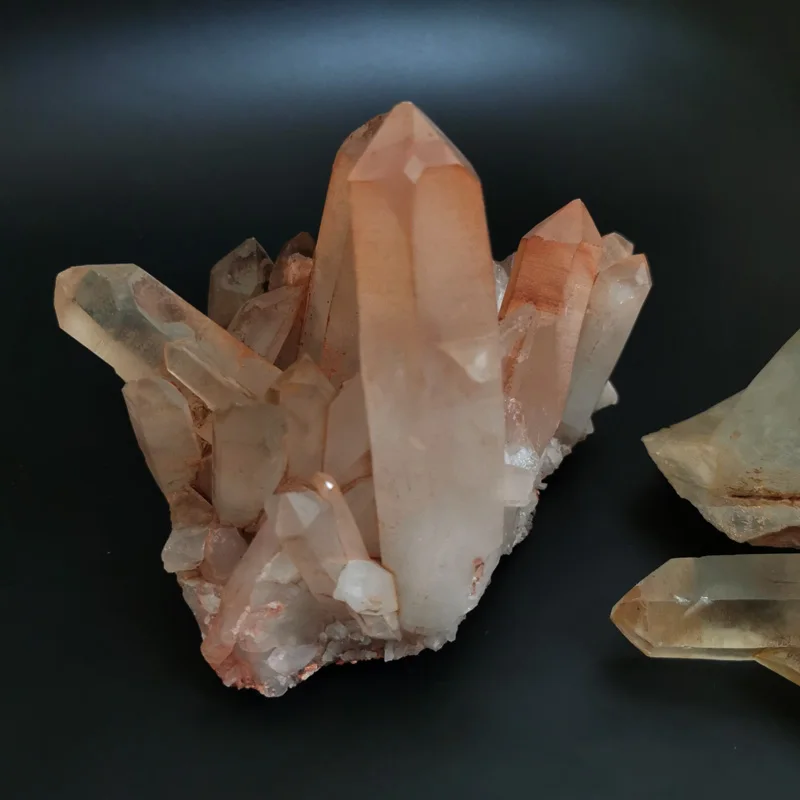 Natural Rock Quartz Hematite Red Clear Quartz Raw Crystal Cluster