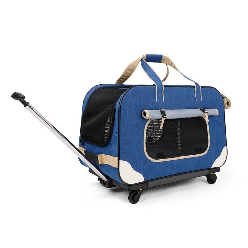 
Amazon Hot Selling Separate Foldable Four-wheel Multi-purpose Breathable Large Space Pet Cat and Dog Trolley 