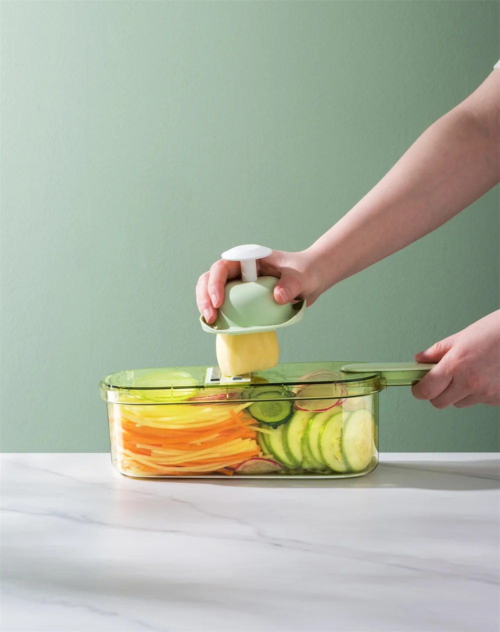 Pinmoo adjustable kitchen vegetable chopper slicer cutter safe mandoline slicer for kitchen