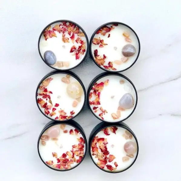 top sale wholesale spiritual gemstone herbal intention crystal scented candles