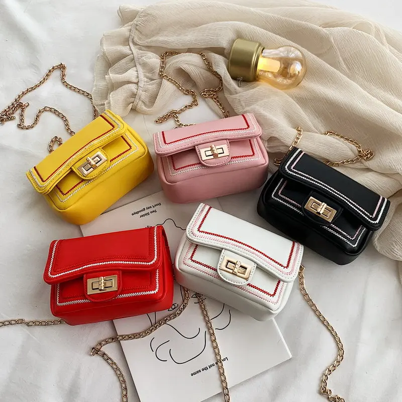 
Kids Designer Purses Baby Girls Princess Korean Fashion All-match Pu Brief Kids Chain Cross-body Mini Bags Birthday Gift 