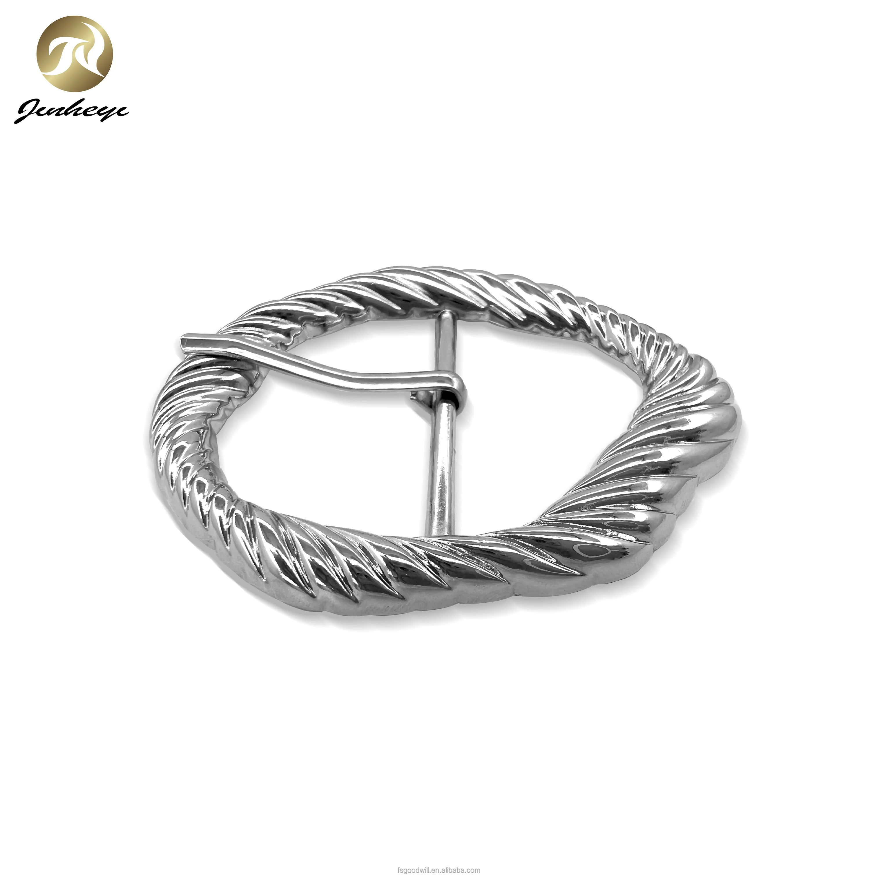 Custom Metal Belt Buckles HP Silver Big Size Wave Pattern Metal Buckle For Belts