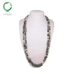 Лидер продаж, разноцветное ожерелье из таитянского черного жемчуга толщиной 8-13 мм, 160 см