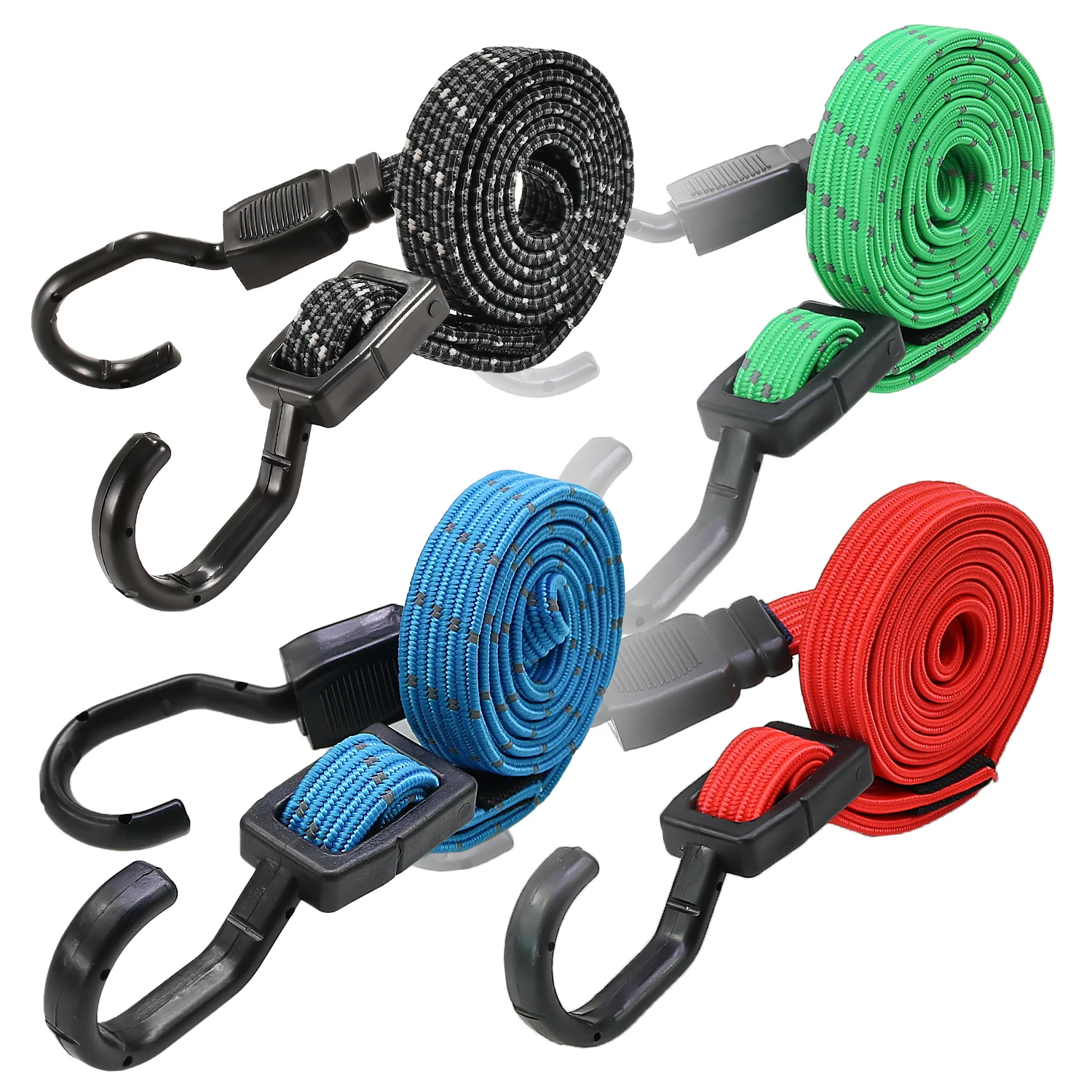 wholesale heavy duty multi-purpose elastic rope flat wide adjustable cargo bungee cords with hooks for luggage